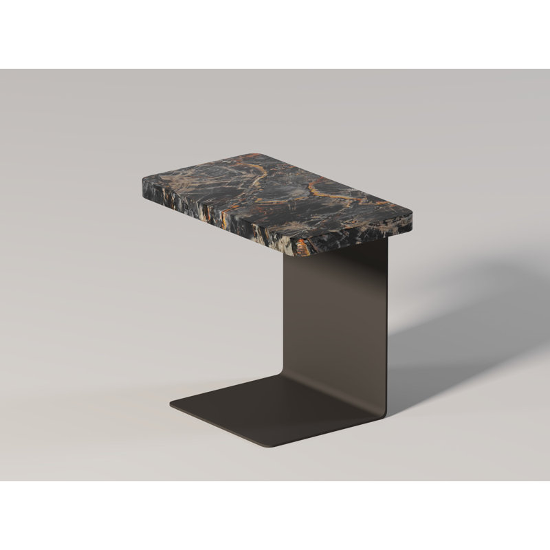 Table de bout Équerre, Bois noir pétrifié