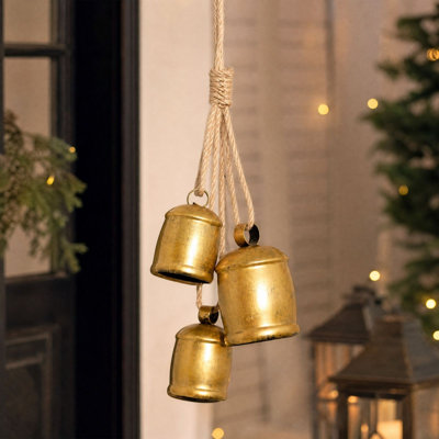 Christmas Decor Christmas Ornaments Rope Bells Vintage Metal Shaped Bells Home Wall Mounted Iron