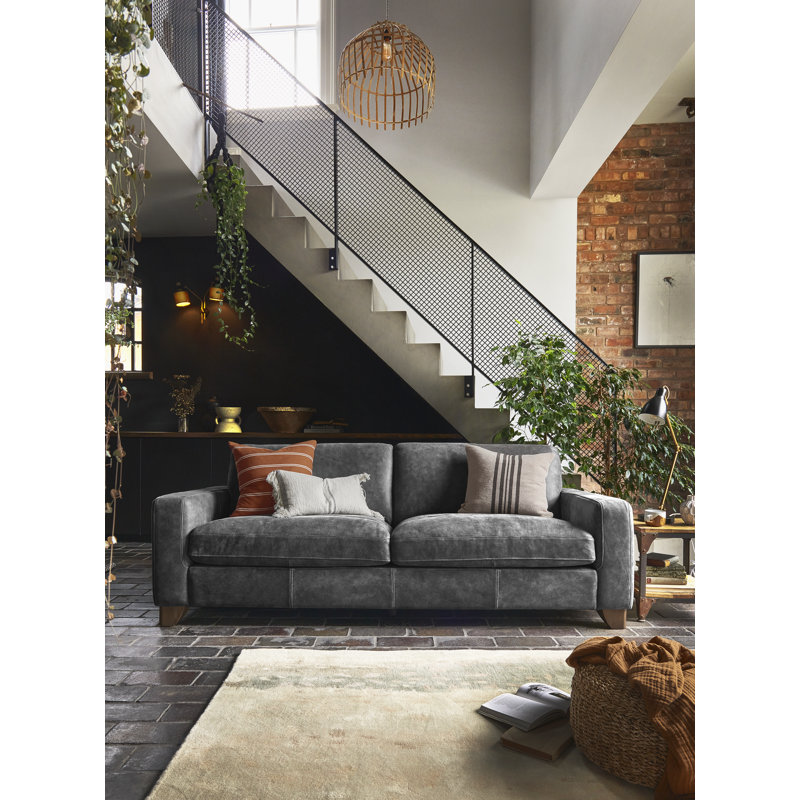 Ingelbert 2.5 Seater Sofa, Explorer Sanded Charcoal in Top Grain Full Leather