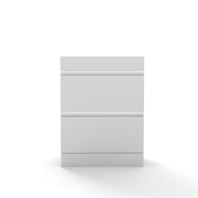 Meuble-lavabo autoportant à 2 tiroirs, armoire de salle de bain à 2 tiroirs 24 po, système de fermeture en douceur, conception sans poignée, blanc brillant seulement