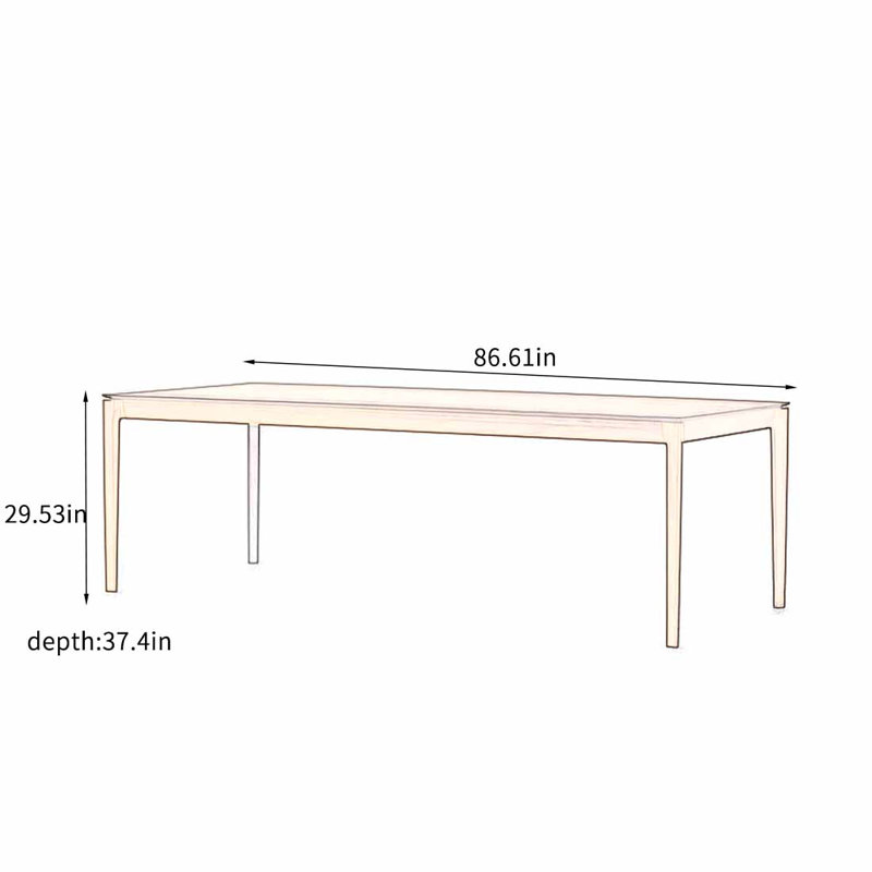 Solid wood teak simple rectangular dining table, 29.53"H x 86.61"L x 37.4"W