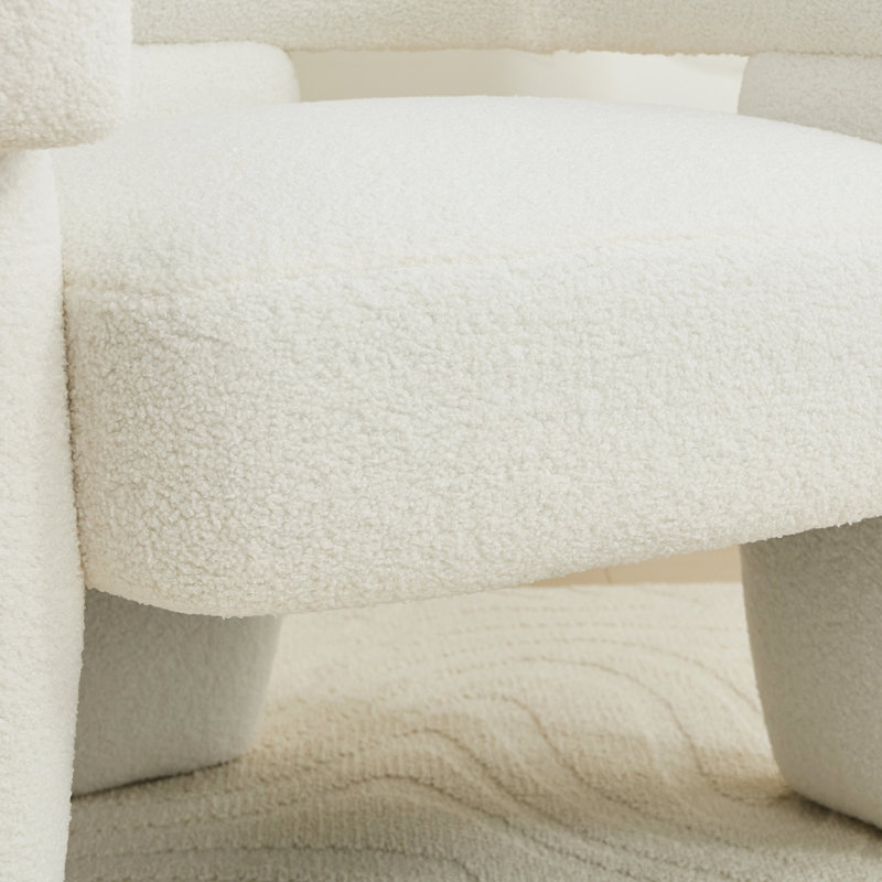 Fauteuil moderne rembourré à larges accents, Blanc
