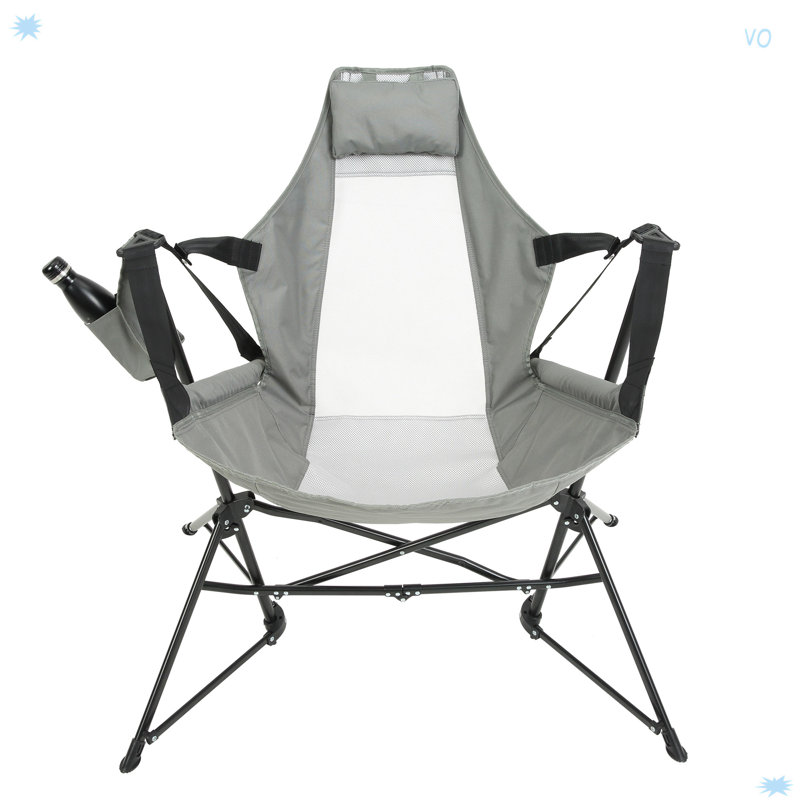 Hammock Camping Chair, Folding Portable Rocking Chair, Aluminum Alloy Adjustable Back Swinging Chair With Pillow Cup Holder, Recliner With Carry Bag For Outdoor Travel Lawn Backyard