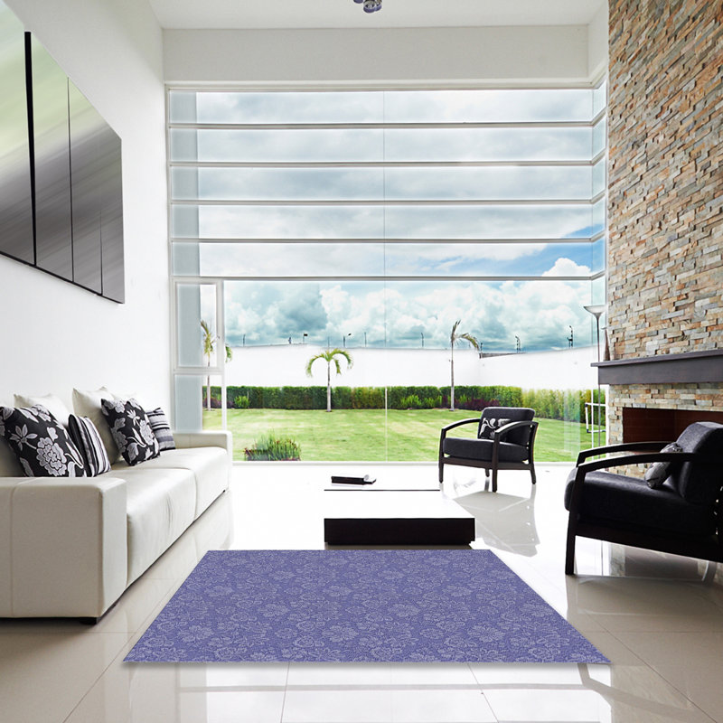 Tapis de zone bleue à motifs, Carré 6 pi