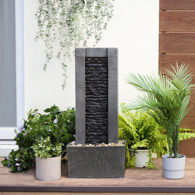 Demeter Gray Slate 27.5" Outdoor Water Fountain with LED Lights
