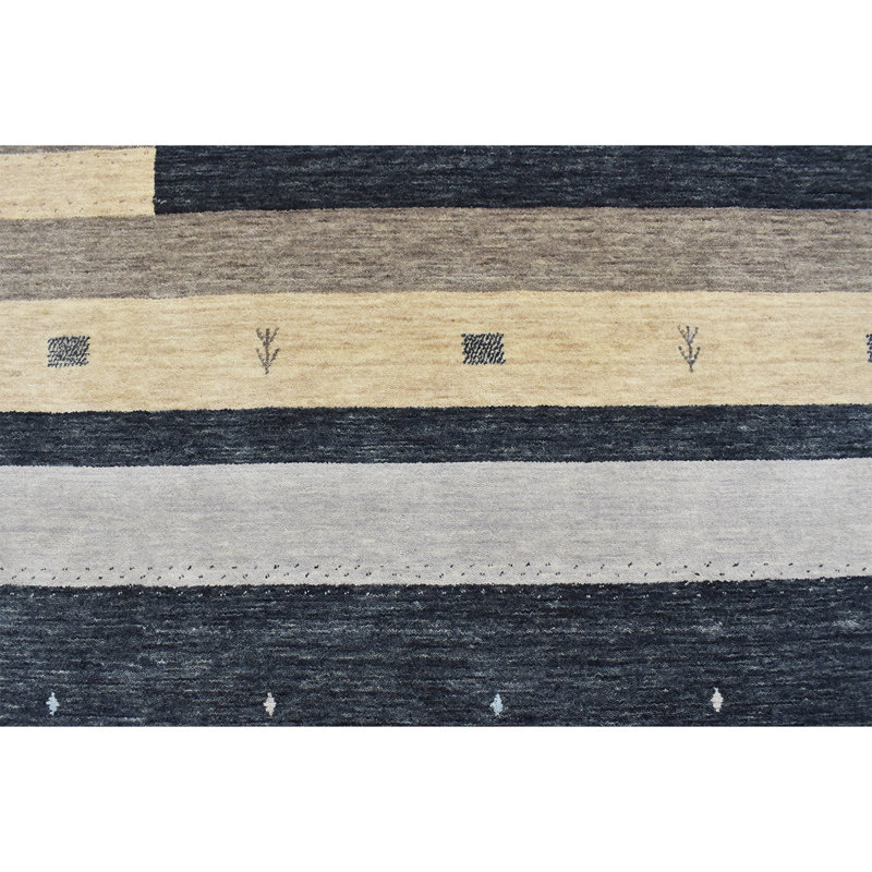 Wool Striped Area Rug, Rectangle 6' x 9"