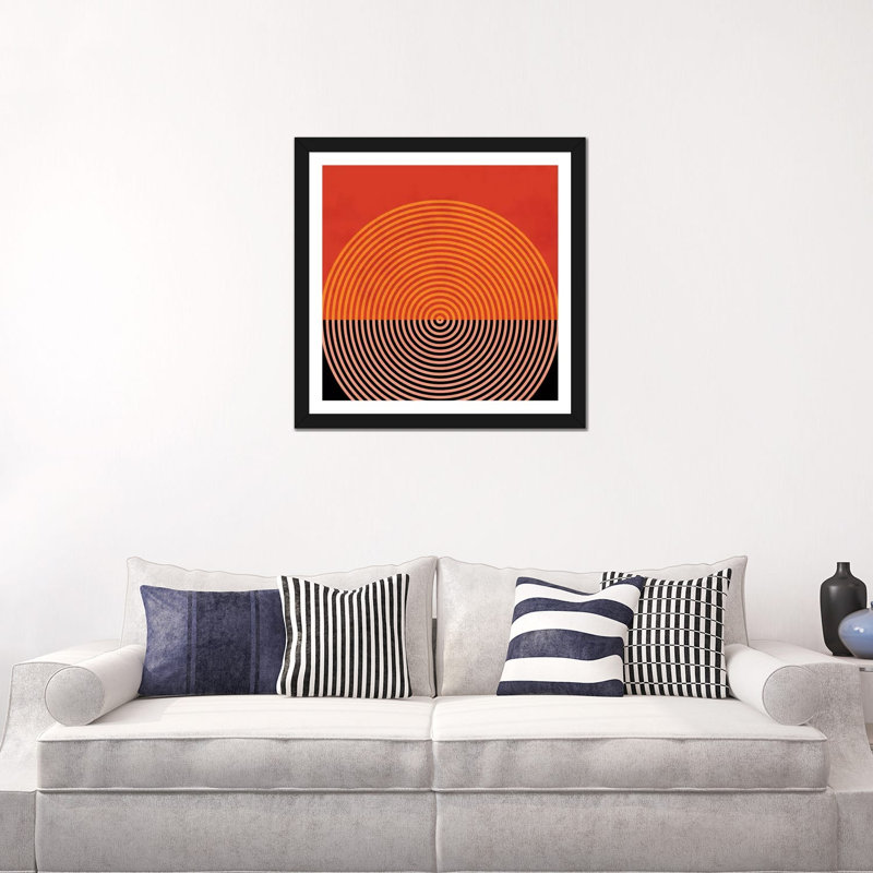 «Lines and Shapes I» par Ana Rut Bré - impression d'art graphique, H 24 po x l 24 po x p 1 po, Papier encadré noir, Blanc