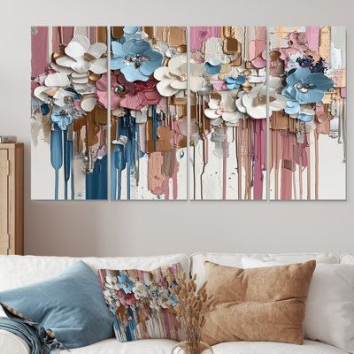 Encre rythmique liquide, fleurs II - Art mural floral - Art mural traditionnel pour le salon