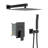 12 Inch Square Dual Shower Head Wall Mounted Matte Black System, - Scald Balanced, 360 Adjustable Rainfall Shower, Handheld For Flexible Use With Balanced Valve, Rotation, Easy To Clean And-121029696