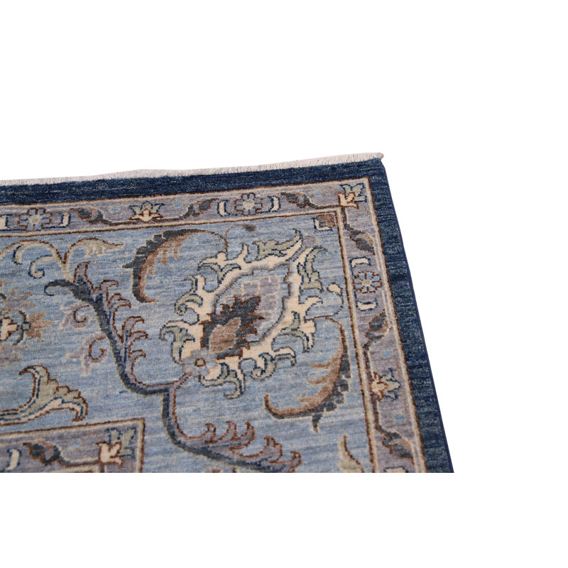 Hand-Knotted High-Quality Blue and Light Blue Area Rug