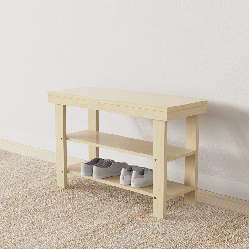 Castoro Solid Wood Storage Bench, Natural