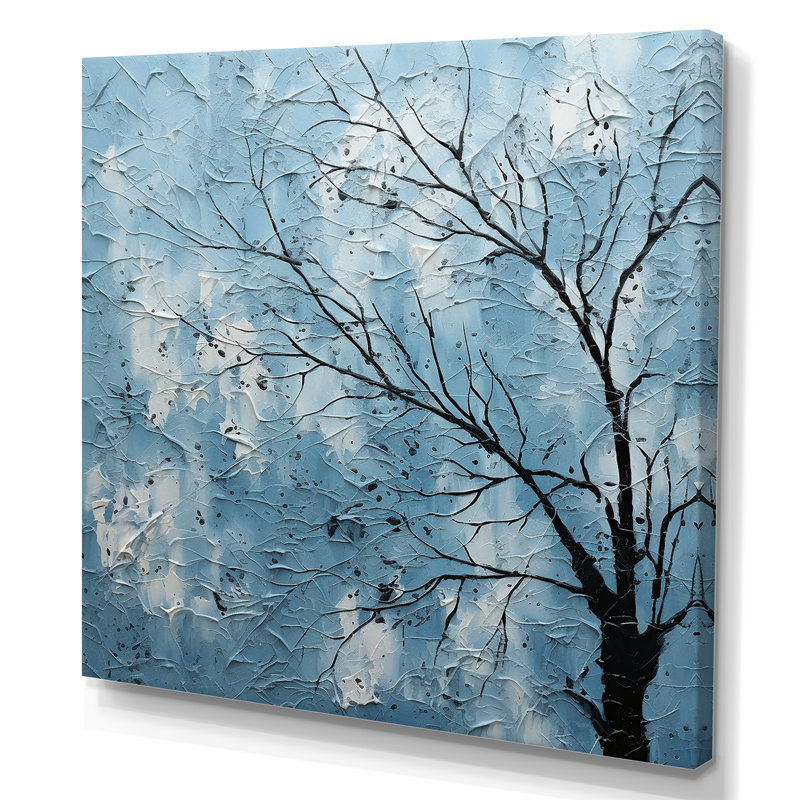 Minimalisme arbre bleu paysage II sur toile, Toile tendue, H 24 po x l 24 po