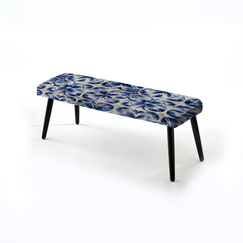 Banc en tissu damassé noir Cobalt