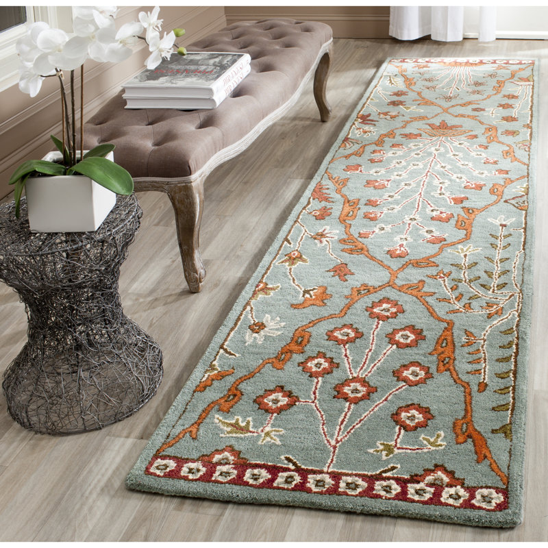 Tapis floral en laine Kouerga Wyndham, Tapis de couloir 2 pi 3 po x 7 pi