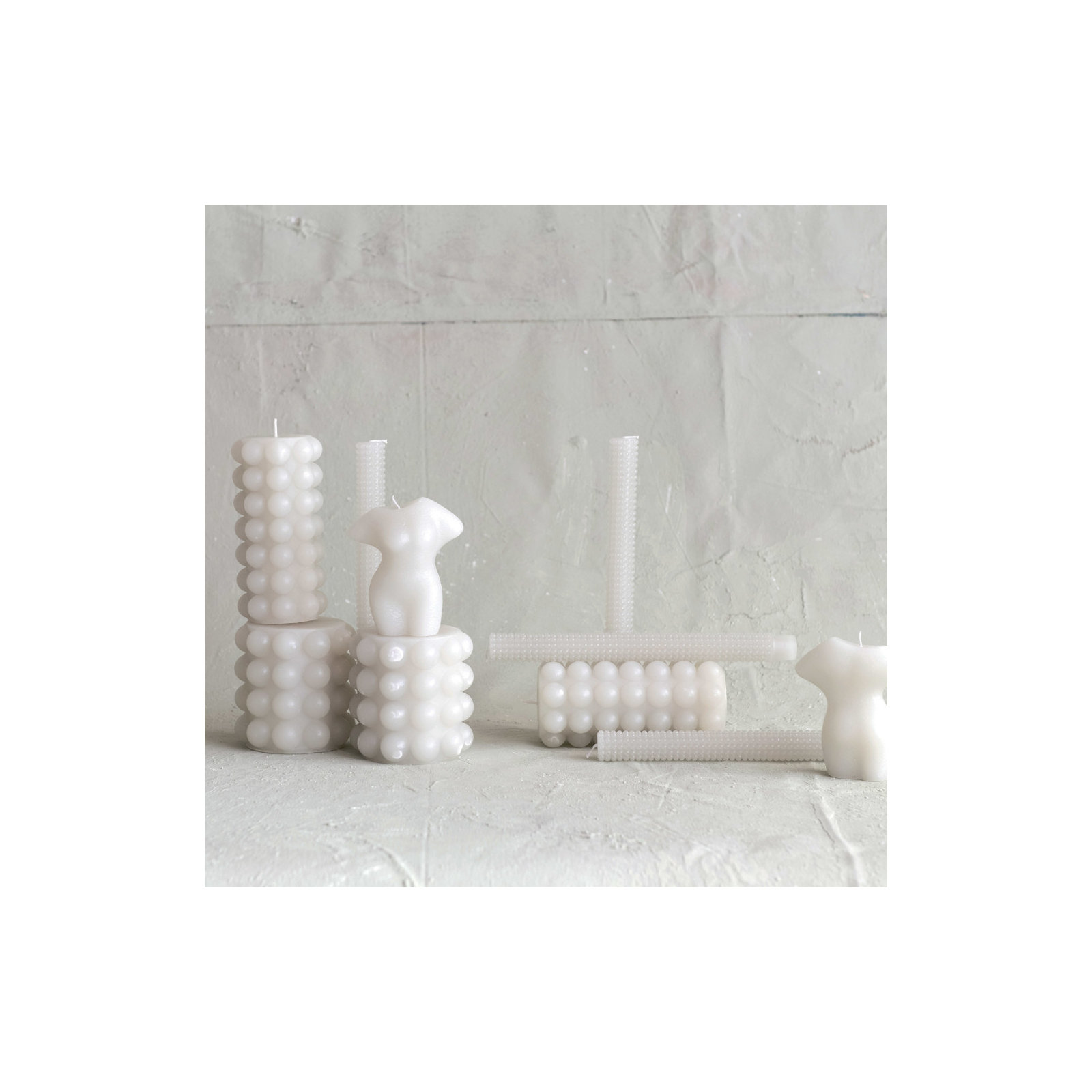 Unscented Hobnail Pillar Candle, Gray, 6"H x 3"W x 3"D