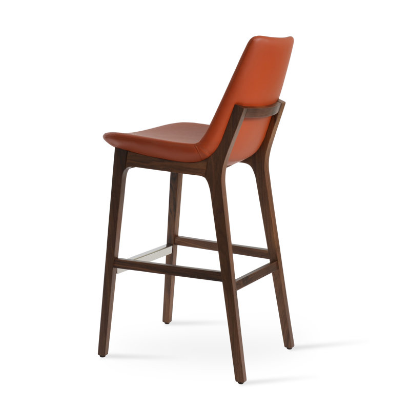 Tabouret Eiffel en similicuir PPM, Tabouret de comptoir (siège d'une hauteur de 24 p, Brun, Noyer