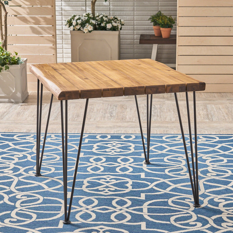 Table d'extérieur 32,5 po - Résistant aux intempéries avec plateau en bois