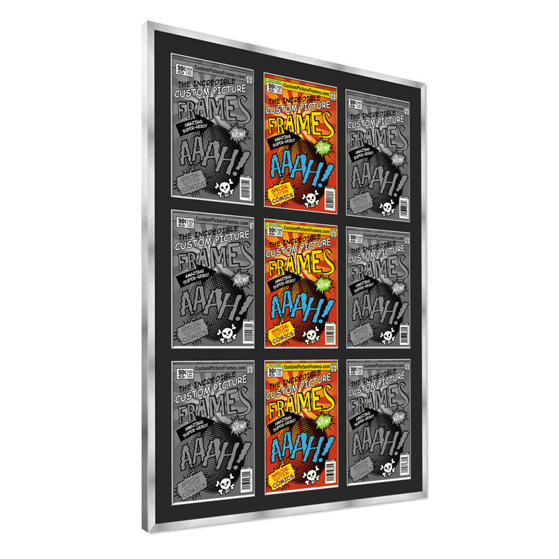Wood Picture Frame with Mat, Silver/Black, 29" x 38.5", 7.125" x 10.5"