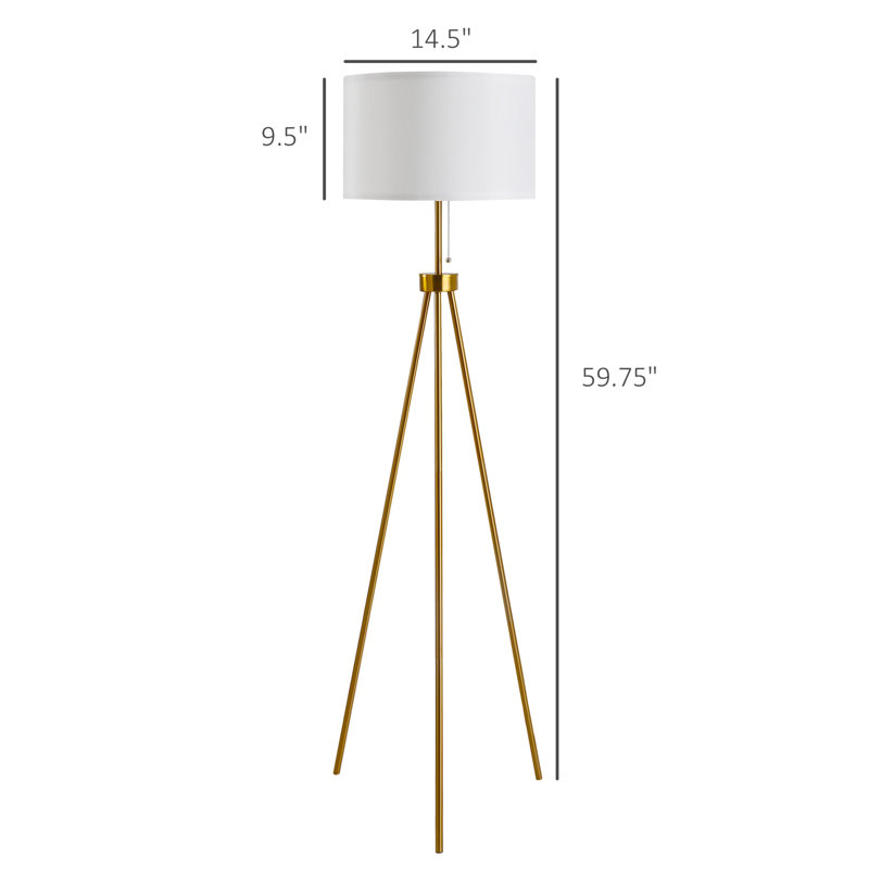 Lampe sur pied 59,75 "avec abat-jour en tissu et trépied en acier