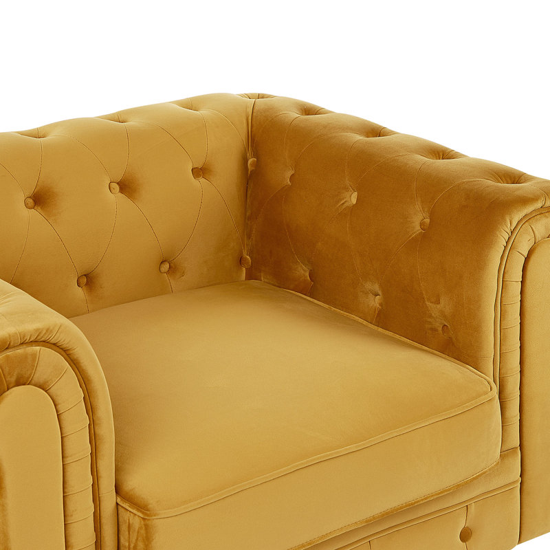 Pendik Velvet Chesterfield Chair, Yellow