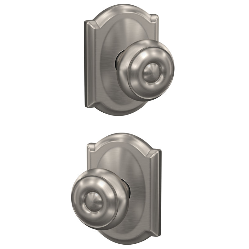 Custom Georgian Non-Turning Knob with Camelot Trim, Satin Nickel