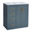 Meuble-lavabo de 30 po en céramique - Structure en bois massif bleu et 3 tiroirs 2 portes à fermeture douce-55740200-55740202