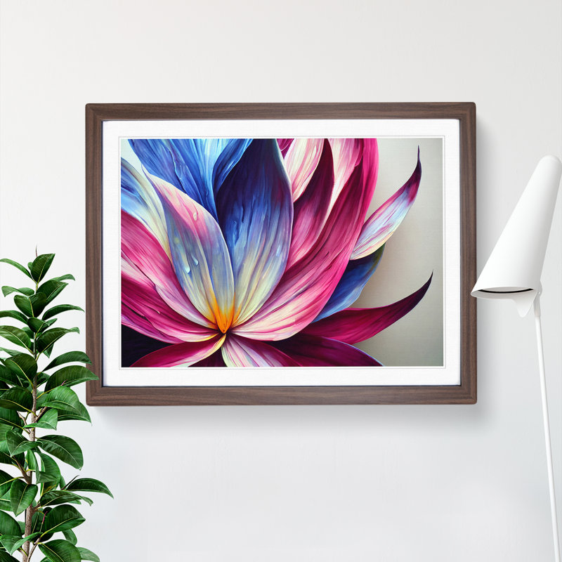 Colourful Floral Art Vol.1 Abstract - Single Picture Frame Print, Walnut Framed, 46cm H x 64cm W x 2cm D