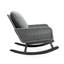 Chaise berçante moderne grise avec coussins de siège et fabrication en bois pour un cadre spacieux et élégant