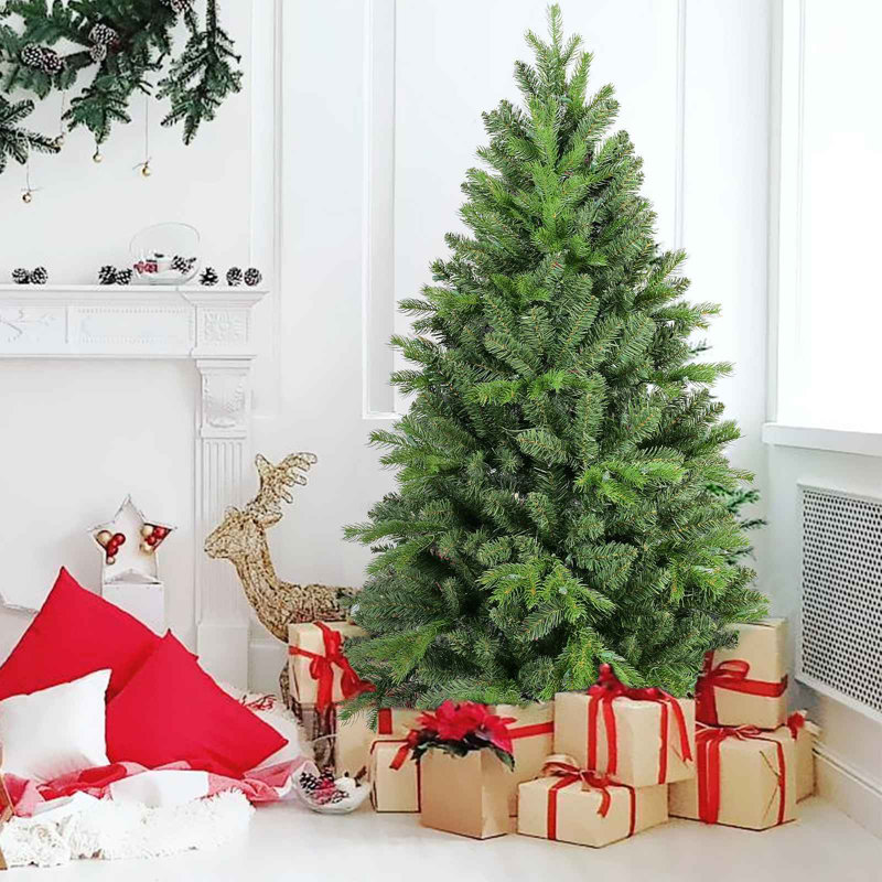 Arbre de Noël de 7,5 pi avec 1599 pointes en PE + PVC - Arbre de Noël plein corps avec branches articulées, assemblage facile, support en métal stable, décoration de Noël classique