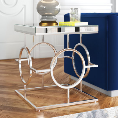 Fairhill Mirrored Glass Top End Table