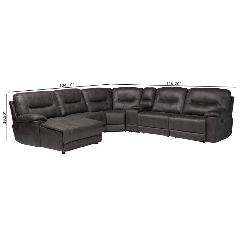 Canapé modulaire inclinable 6 pièces avec méridienne Baxton Studio Mistral