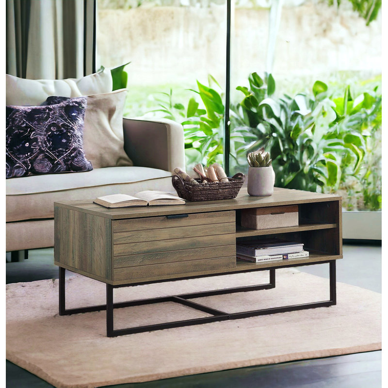 Table basse Homare en chêne rustique et finition noire