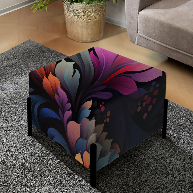 Multicolore futuriste damassé Nexus - Repose-pieds carré floral