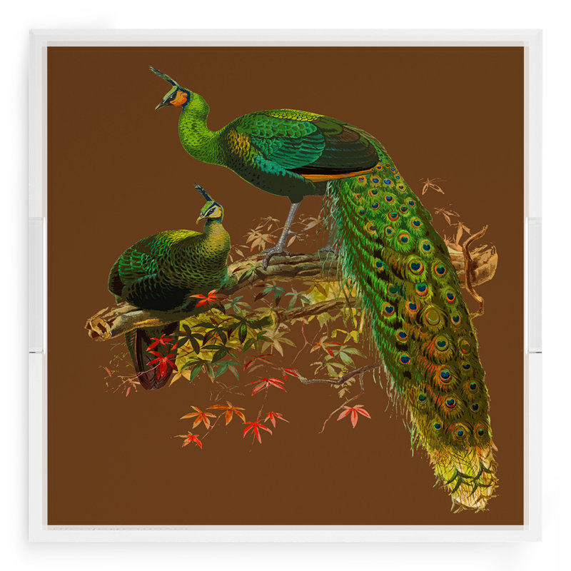 Plateau décoratif carré Family Pheasants, Brun, L 18 po x P 18 po x H 2 po