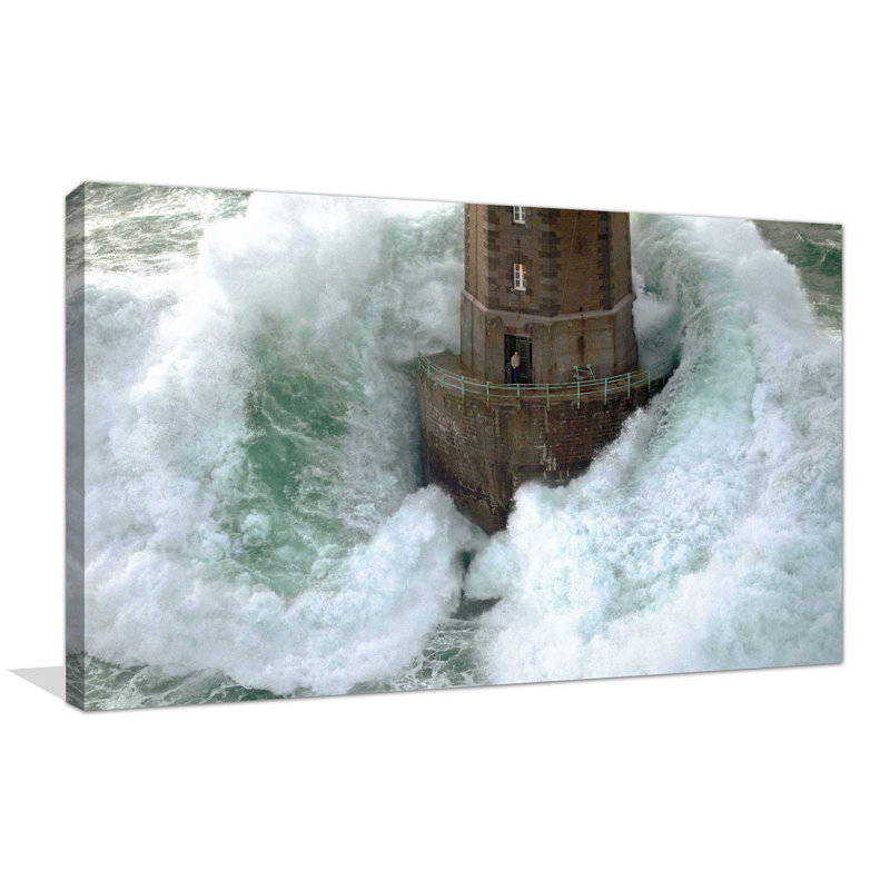 Phares dans la tempête, La Jument par JeanGuichard - reproduction de photo, H 24 po x l 40 po x P 1,5 po, Toile tendue