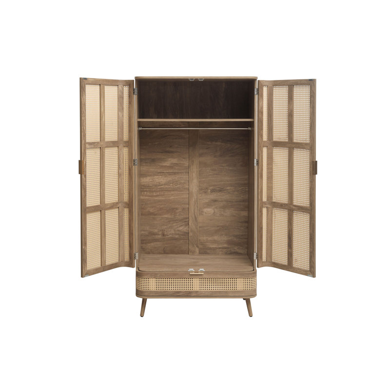 Alleyah 2 Door Manufactured Wood Wardrobe, Oak