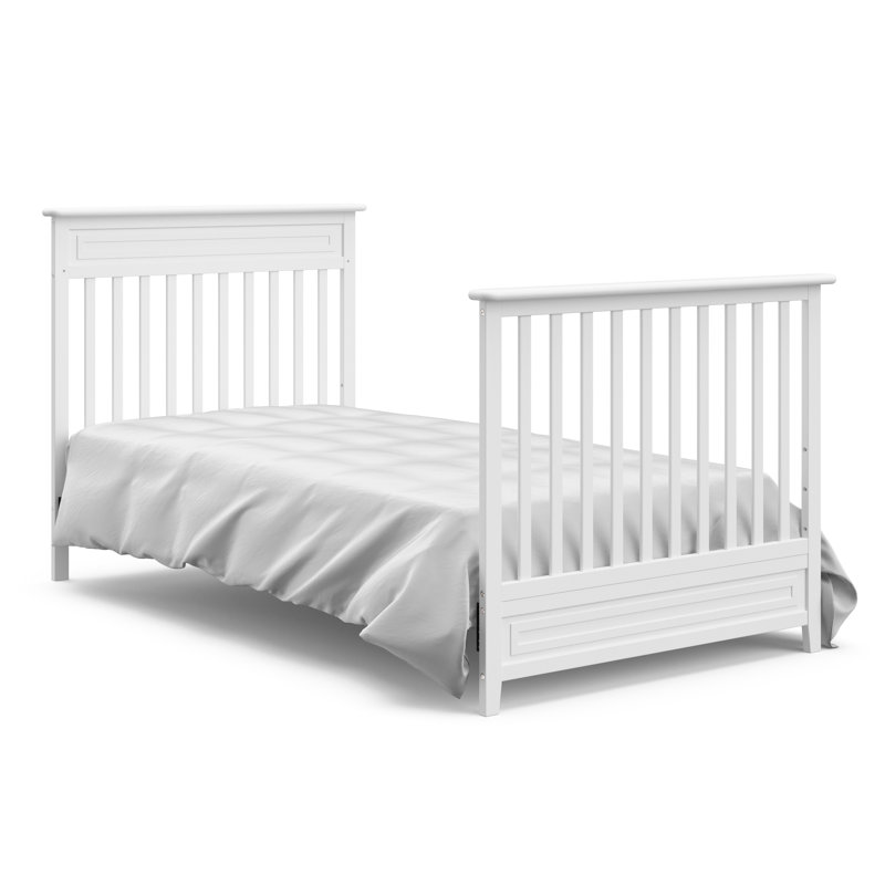 White 4-in-1 Convertible Mini Crib with Mattress