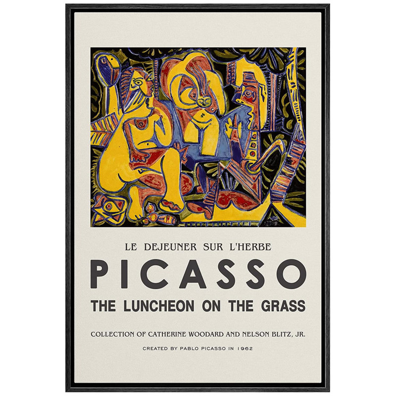 Art classique, impression sur toile, désert, art mural, déjeuner sur l'herbe par Pablo Picasso, H 24 po x l 16 po, Noir