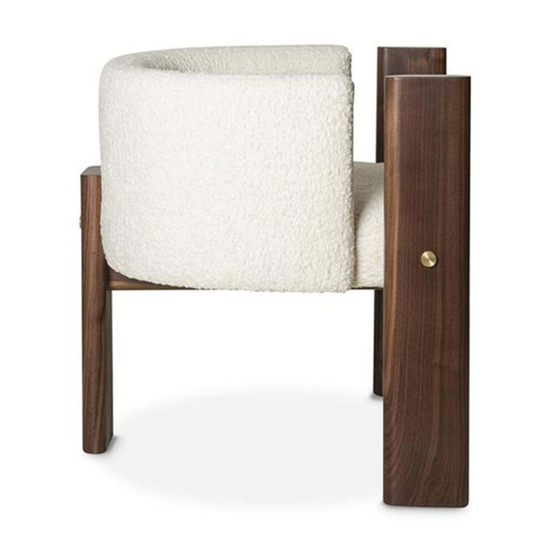 Egg Designs Boucle & Walnut Occasional Chair, White