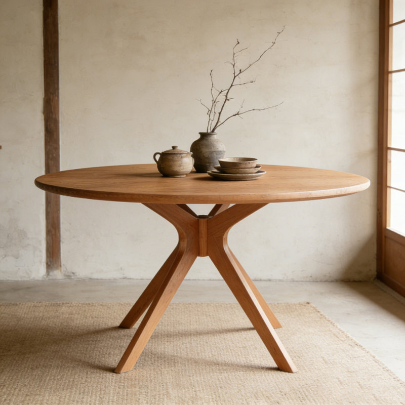 47.2" Solid Wood Round Dining Kitchen Table for 4-6 People, Honey