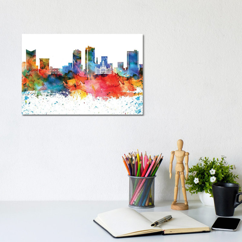 Fort Worth Skyline by WallDecorAddict - Wrapped Canvas Painting, 20.32 cm H x 30.48 cm W