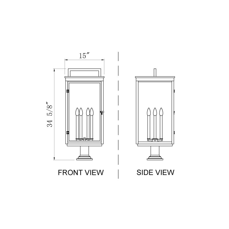 Stephan Sand Black 6 Light Outdoor Pier Mounted Fixture