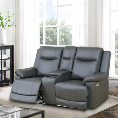 Canapé inclinable en cuir gris foncé