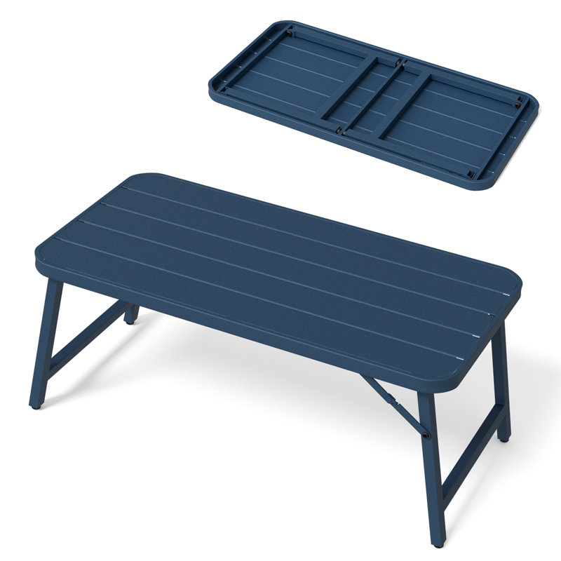 Table d'appoint d'extérieur pliable et rectangulaire, Bleu