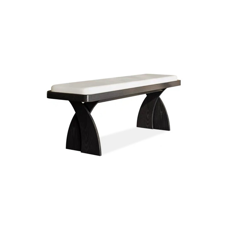 Banc rembourré blanc, Blanc, Noir