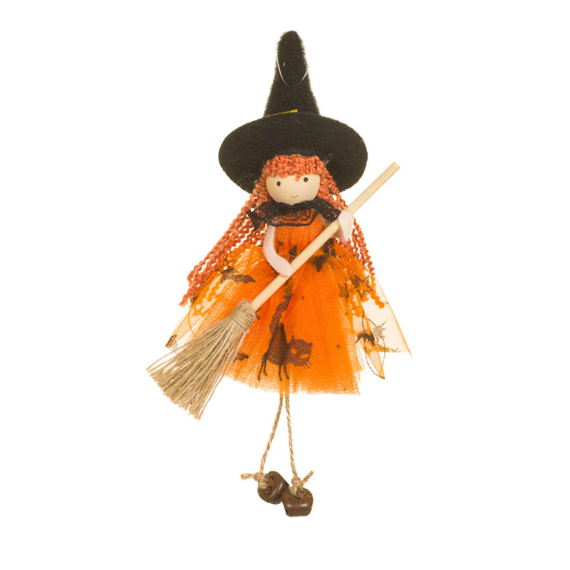 Paquet de 8 poupées sorcières suspendues en tissu orange