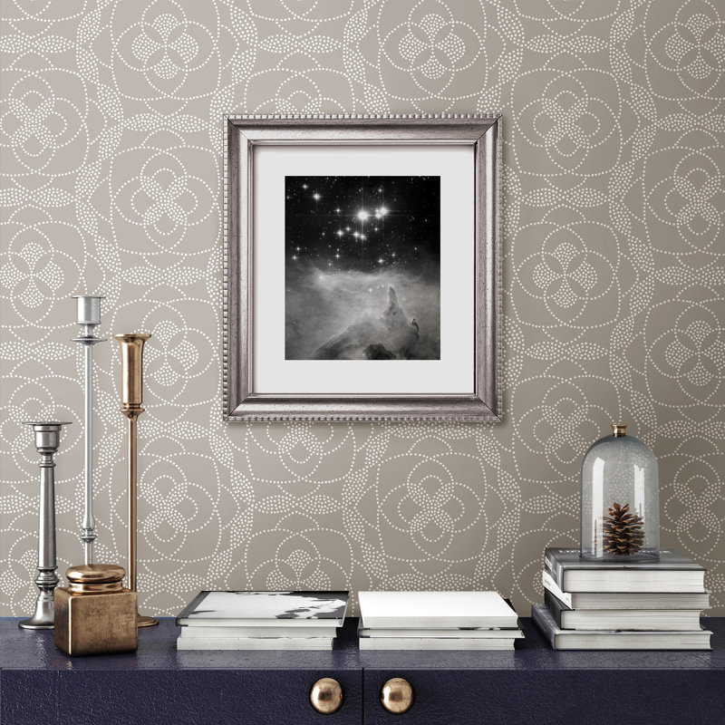 Non-Pasted Geometric Wallpaper Roll, Light Gray