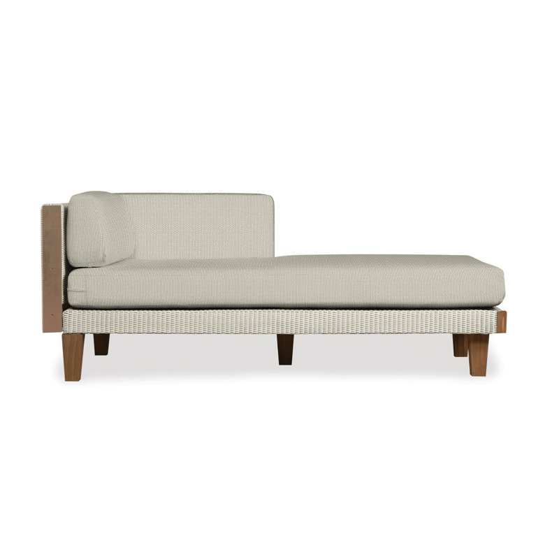 Catalina Outdoor Teak Chaise Lounge, Reflections Grass, Linen