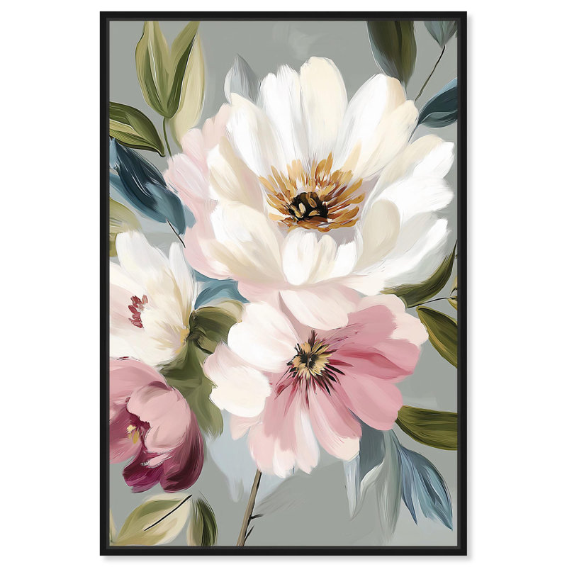 «Botanical Daydream I», art floral de luxe par Art Remedy, H 16 po x l 11 po, Cadre noir