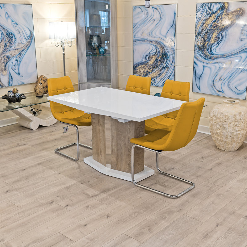 Fenner 4 -Person Butterfly Leaf Dining Set, Yellow